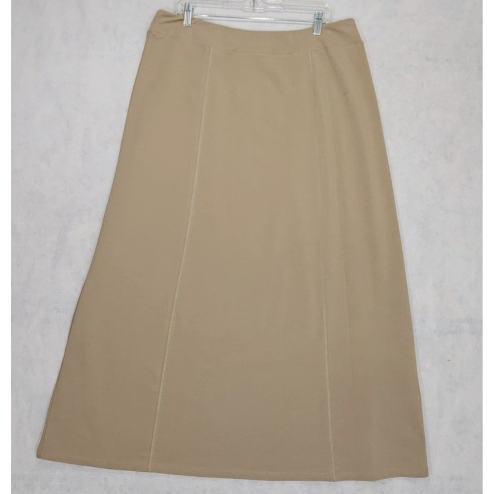 Baby O Maxi Skirt Women XL 16 NEW A-Line Beige Pull On Stretch Made In USA Long